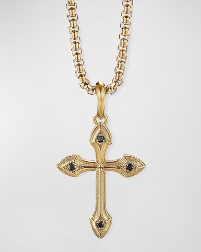 David Yurman Gothic Cross Pendant With Diamonds In 18k Gold, 29.2mm - Metallic
