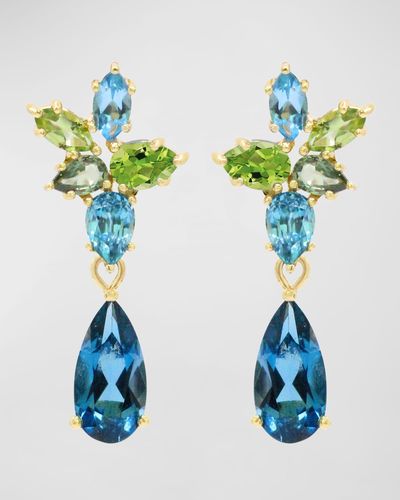 Stevie Wren The Starlet 18k Cluster Gemstone Drop Earrings - Blue