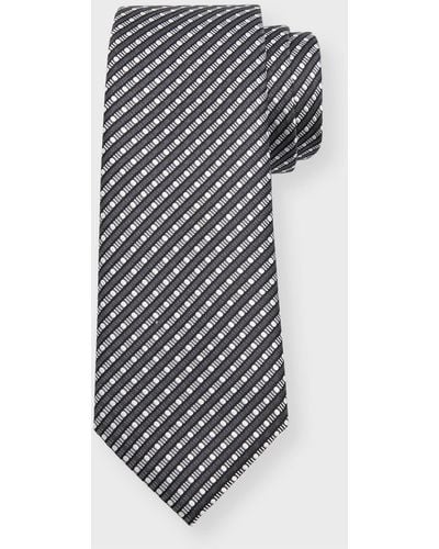 Giorgio Armani Silk Jacquard Geometric Stripe Tie - Multicolor