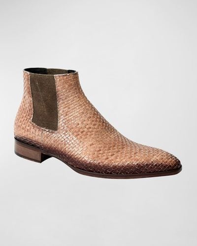 Jo Ghost Burnished Woven Chelsea Boots - Brown