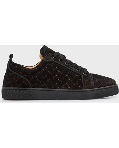 Christian Louboutin Louis Junior Braided Leather Low-Top Sneakers - Black