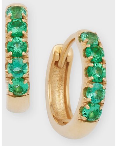 Andrea Fohrman Chubby Emerald Huggie Earrings - Green