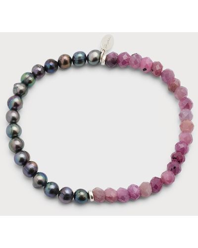 Jan Leslie Freshwater Pearl And Gemstone Split Beaded Bracelet - Pink