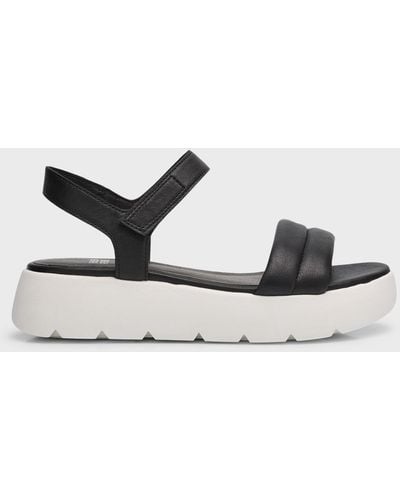 Eileen Fisher Leather Ankle-Grip Platform Sandals - White