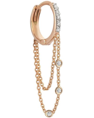 Kismet by Milka Colors 14k Rose Gold Triple-chain Hoop Earring With Champagne Diamonds - White