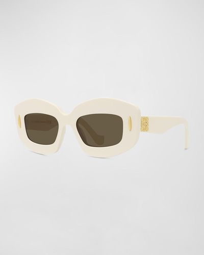 Loewe Screen Chunky Acetate Rectangle Sunglasses - Natural