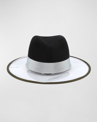 D'Estree Two-tone Christopher Wool-blend Fedora Hat - White
