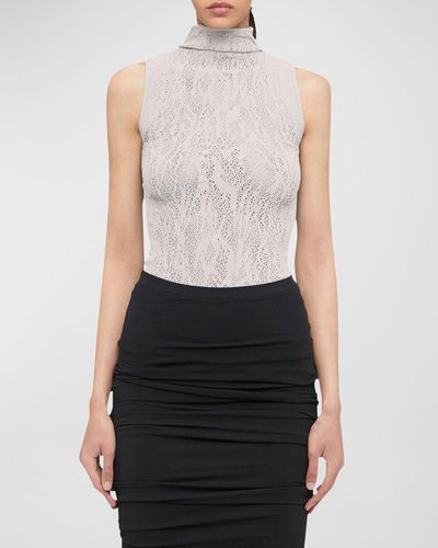 Wolford Snake Lace Sleeveless Turtleneck Top - Multicolor