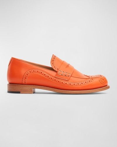 The Office Of Angela Scott Ms. Charlotte Leather Penny Loafers - Orange