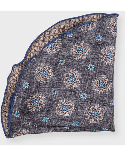 Edward Armah Floral/Geometric Reversible Silk Pocket Circle - Blue
