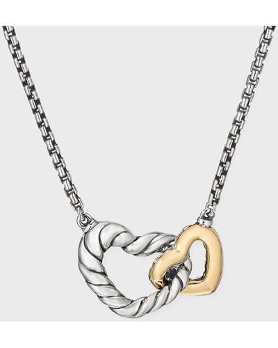 David Yurman Interlocking Heart Pendant Necklace, 16.5X10Mm - Metallic