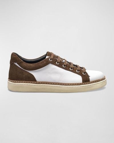 Di Bianco Binetto Mix-leather Low-top Sneakers - Brown
