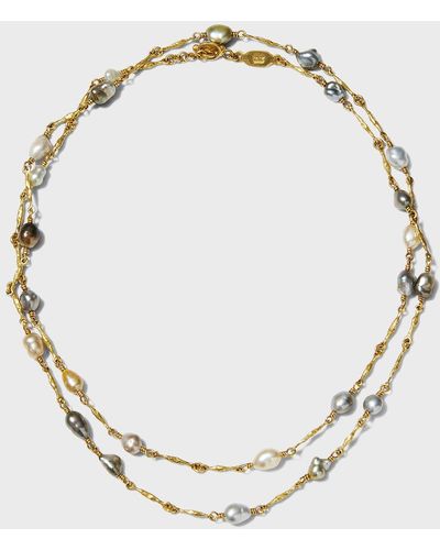 Lee Brevard Old Money Keshi Pearl-link Chain Necklace, 31"l - Metallic