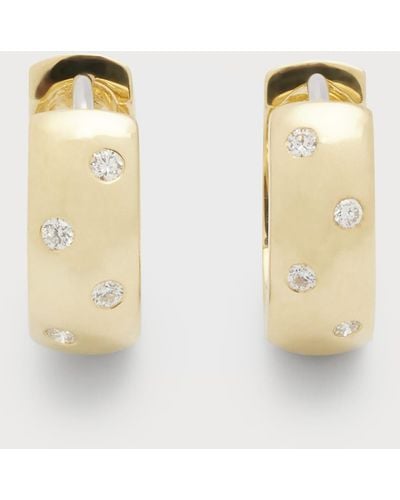 Roberto Coin 18k Yellow/white Gold Diamond Huggie Hoop Earrings - Metallic