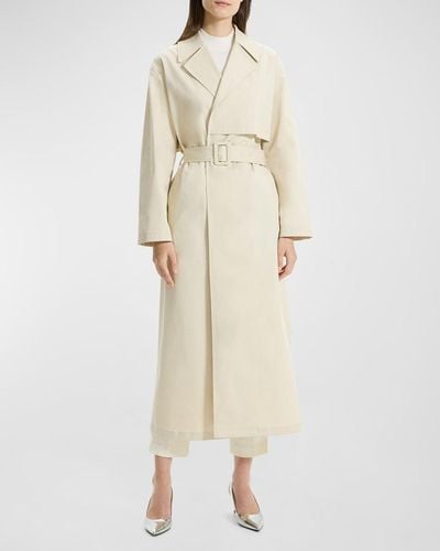 Theory Single-Breasted Wrap Trench Coat - Natural
