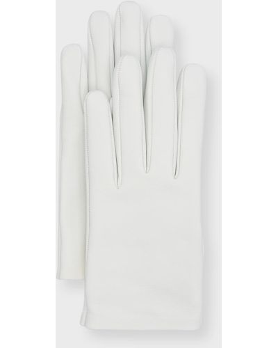 The Row Lorella Short Leather Gloves - White