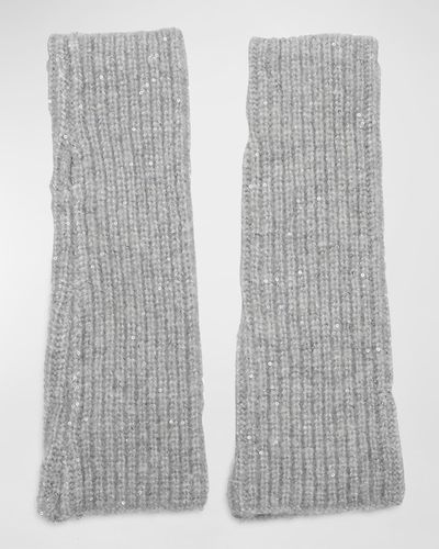 Eugenia Kim Amalia Sequin Ribbed Wool-Blend Gloves - Gray