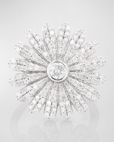 Sheryl Lowe Sterling Silver Petal Daisy Diamond Ring - White