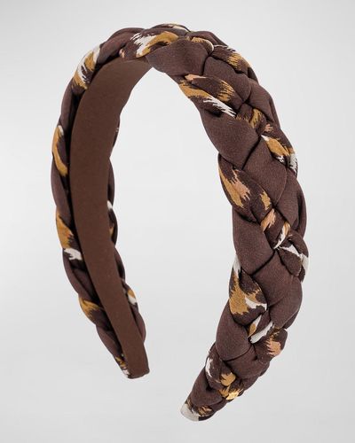 Alexandre De Paris Braided Chiffon-silk Headband - Brown
