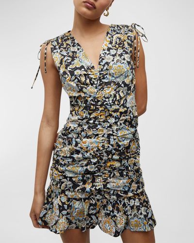 Veronica Beard Jackson Ruched Paisley-Print Mini Dress - Multicolor