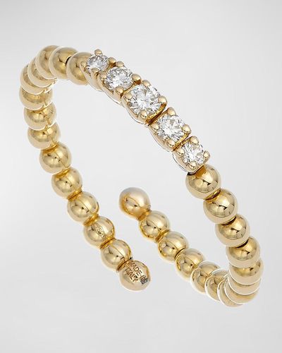 Krisonia 18k Gold Spring Ball Ring With Graduated Diamonds - Metallic