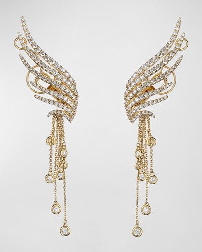 Krisonia 18k Rose Gold Dangle Earrings With Diamonds - Metallic