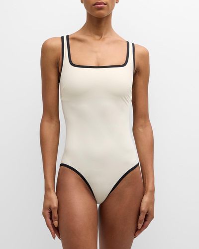 Bondi Born Mckenna Contrast Trim One-Piece Swimsuit - White