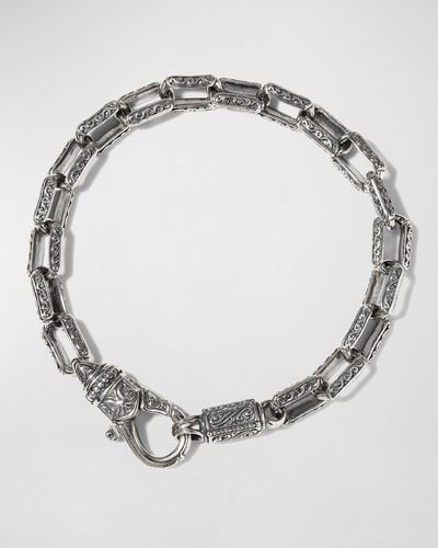 Konstantino Etched Rectangular Link Bracelet - Metallic