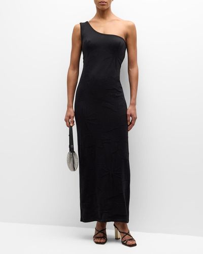 Albus Lumen One-Shoulder Knit Maxi Dress - Black