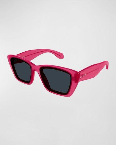 Alaïa Sleek Acetate Butterfly Sunglasses - Red