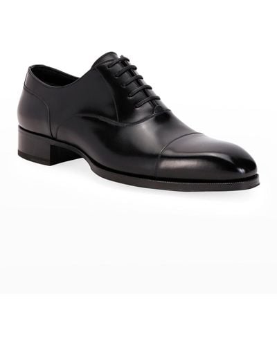 Tom Ford Formal Leather Cap-toe Oxford Shoes - Black