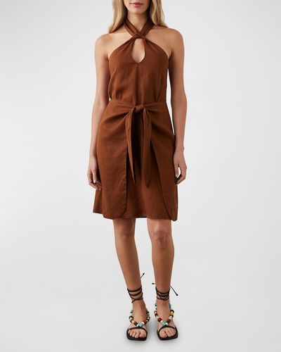 Rails Tanya Halter Linen Dress - Brown