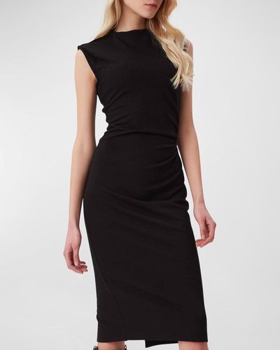 Diane von Furstenberg Darrius Sleeveless Pleated Bodycon Midi Dress - Black