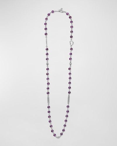 Lagos Caviar Icon Amethyst 5-Station Sterling Necklace - White