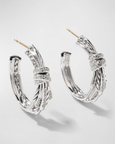 David Yurman Angelika 27Mm Hoop Earrings With Diamonds - Metallic