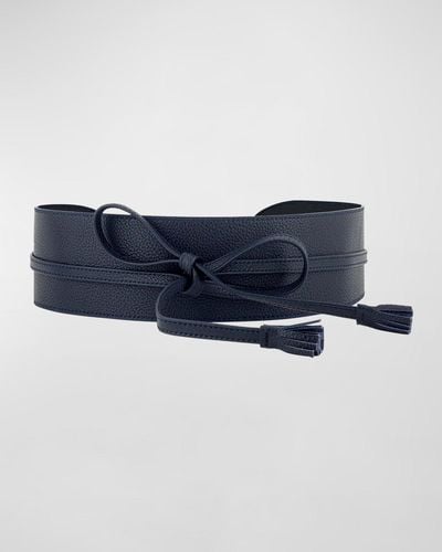 Vaincourt Paris L'Ingenieuse Pebbled Leather Belt - Blue
