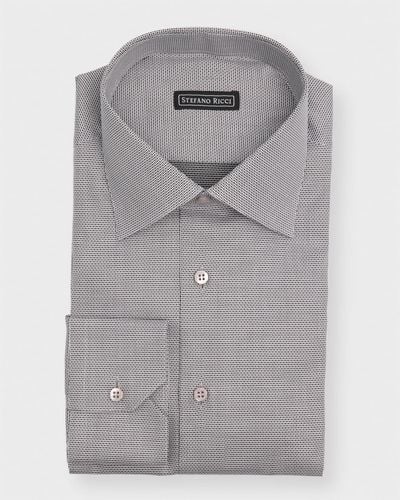 Stefano Ricci Cotton Micro-print Dress Shirt - Gray