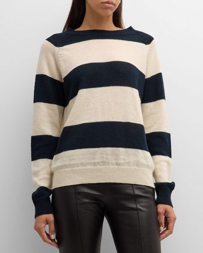 Rosetta Getty Stripes Paper Wool Crewneck Sweater - Blue