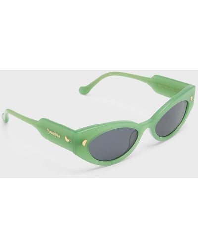 Nanushka Azalea Acetate Cat-Eye Sunglasses - Green