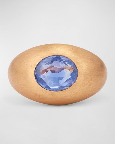 Alexander Laut Satin 18K Rose Ring, Size 7 - Blue
