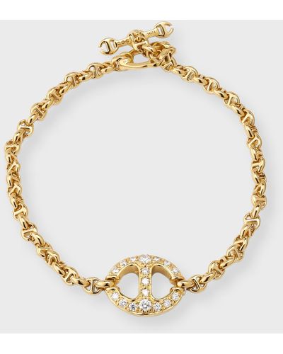 Hoorsenbuhs 18k Yellow Gold Micro Chain Bracelet With Diamonds - Metallic