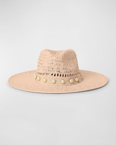 BTB Los Angeles Ollie Pearly Straw Fedora - Natural