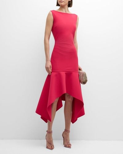 La Petite Robe Di Chiara Boni Boat-Neck Handkerchief Midi Dress - Red