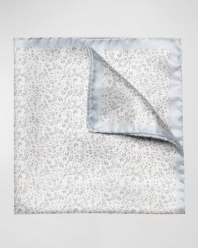 Eton Micro Floral Silk Pocket Square - Gray