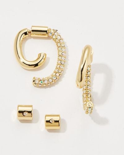 DEMARSON Mini Pave Luna Crystal Earrings - Metallic