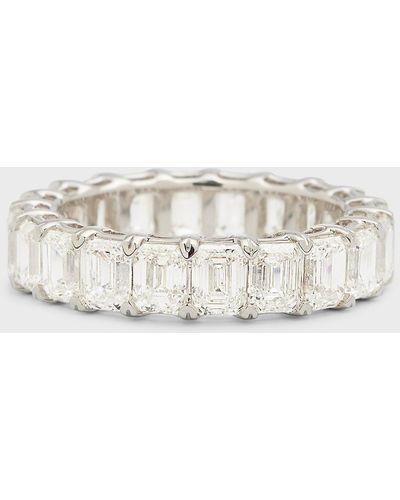 Neiman Marcus 18k White Gold Emerald-cut Diamond Eternity Band Ring, Size 6, 6.0tcw - Natural