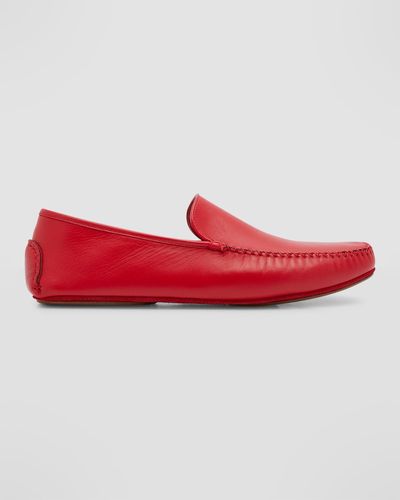 Manolo Blahnik Mayfair 197 Leather Drivers - Red