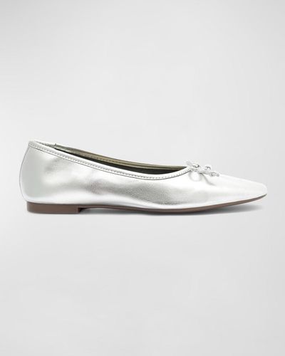 SCHUTZ SHOES Arissa Metallic Bow Ballerina Flats - White