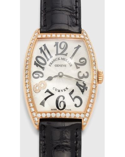 Franck Muller 18k Rose Gold Cintree Curvex Watch With Diamonds - Black