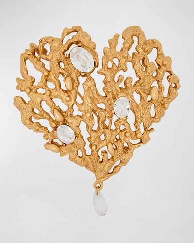 Oscar de la Renta Coral Heart Brooch - Metallic